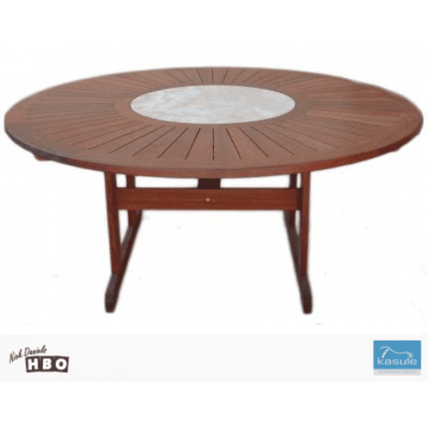 Solid Timber Outdoor Dining Tables - Marble Inserts